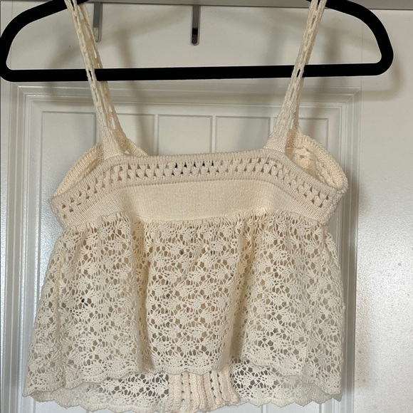 Zara Crochet Knit Peplum Tank – Off White | Size Small - Picture 2 of 7